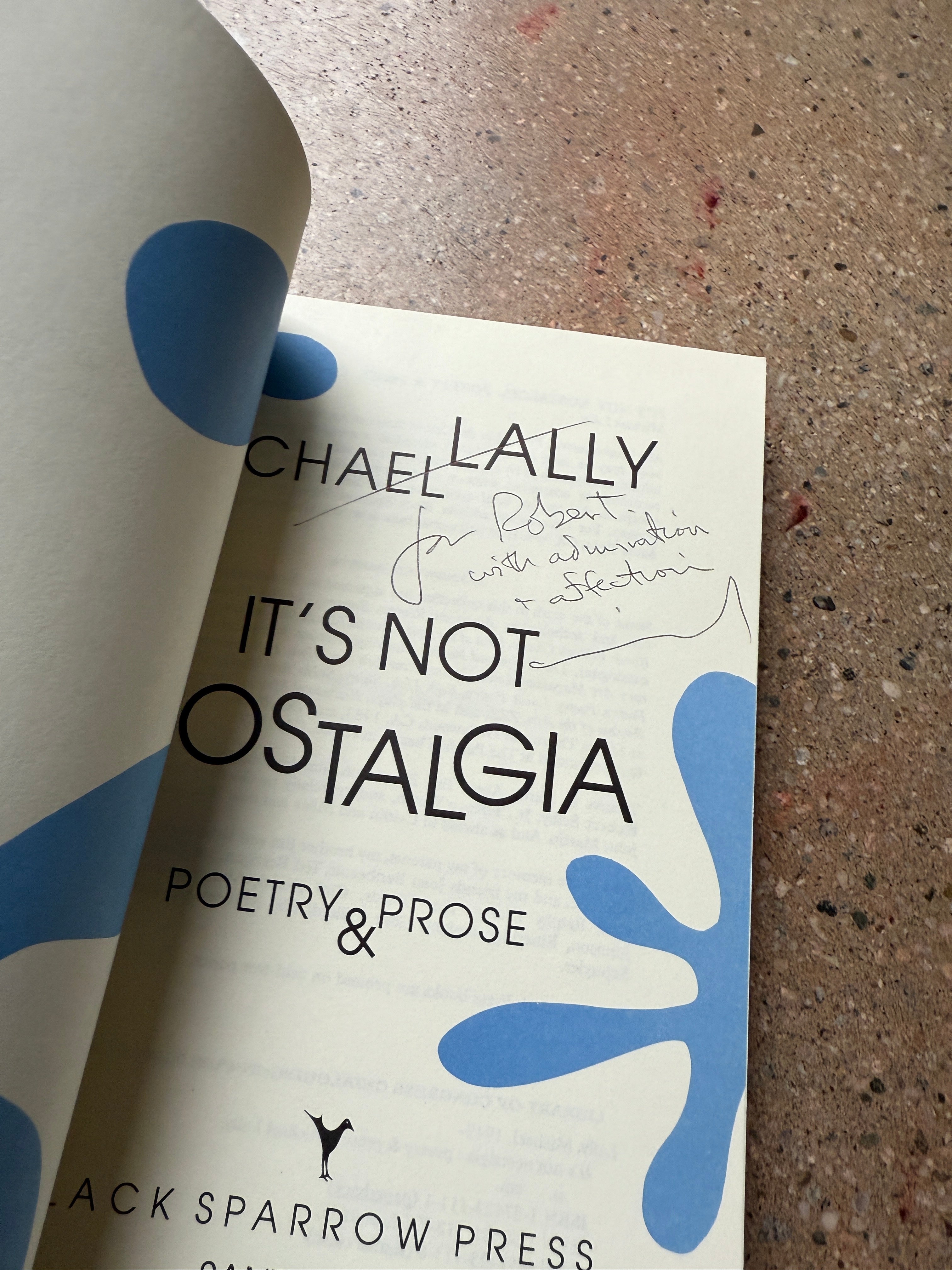 It's Not Nostalgia by Michael Lally (Signed 1st Printing Black Sparrow Trade)