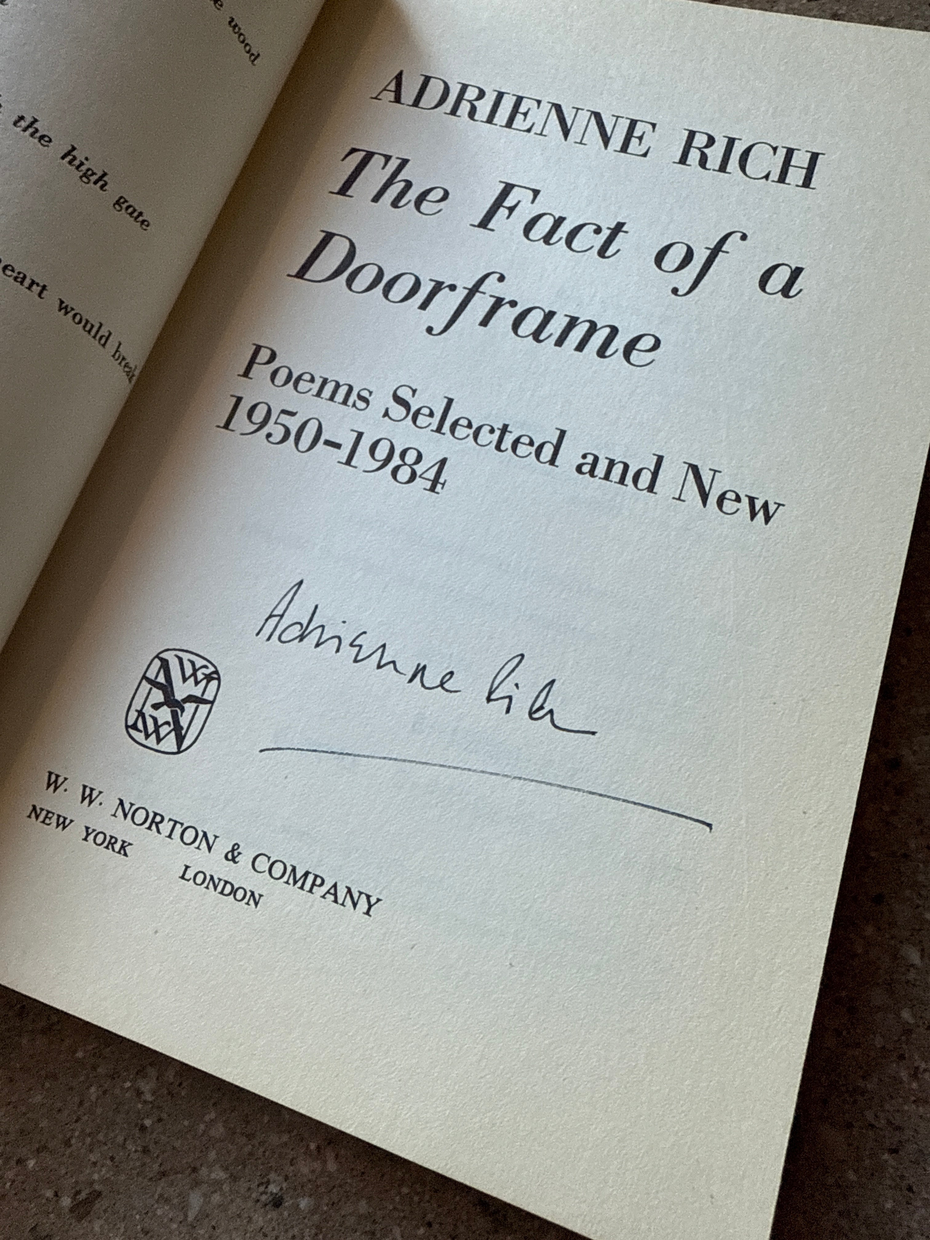 Fact of a Doorframe by Adrienne Rich (W.W. Norton Trade)