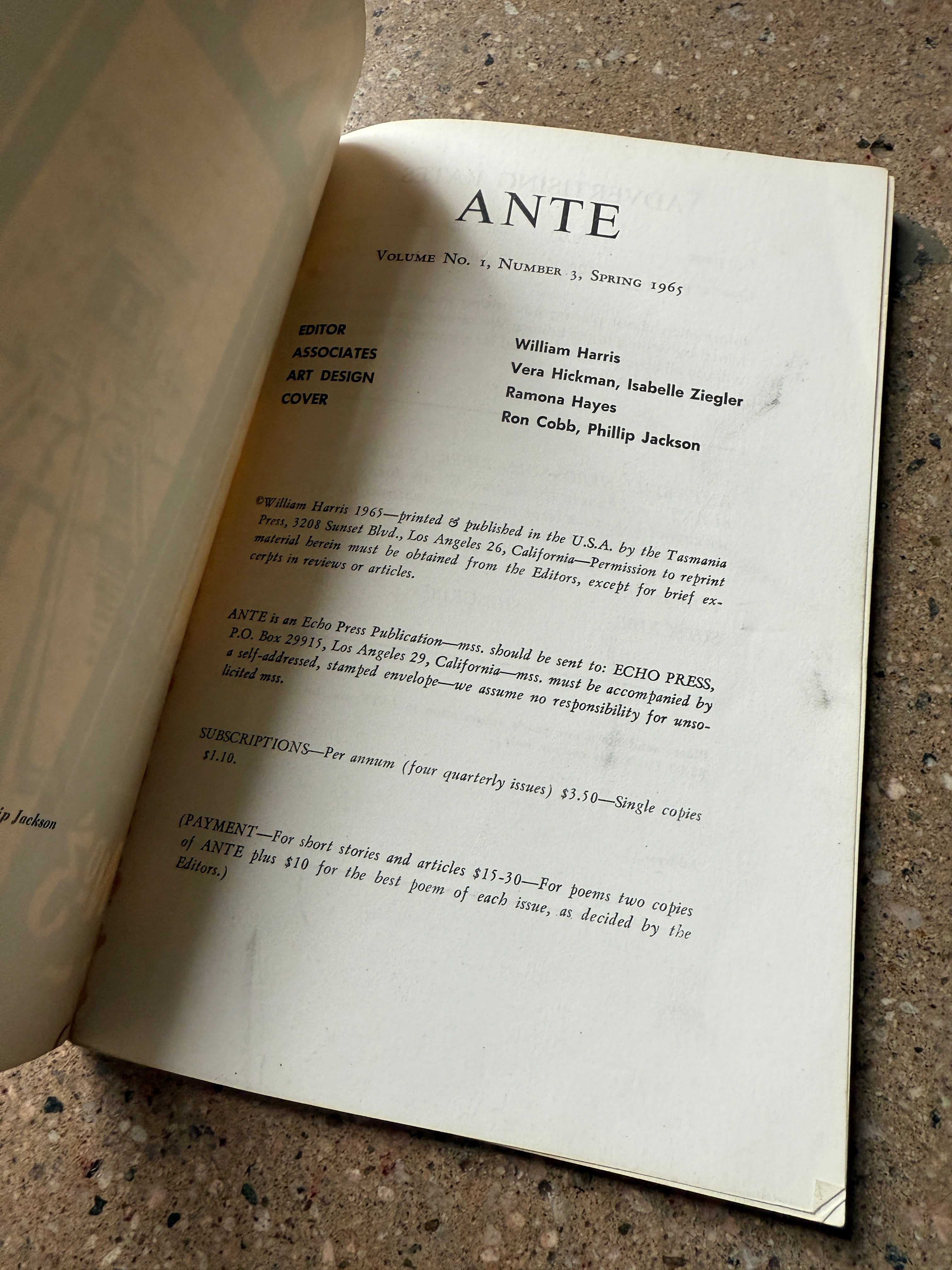 Ante: Volume 1, Number 3, Spring 1965 by William Harris
