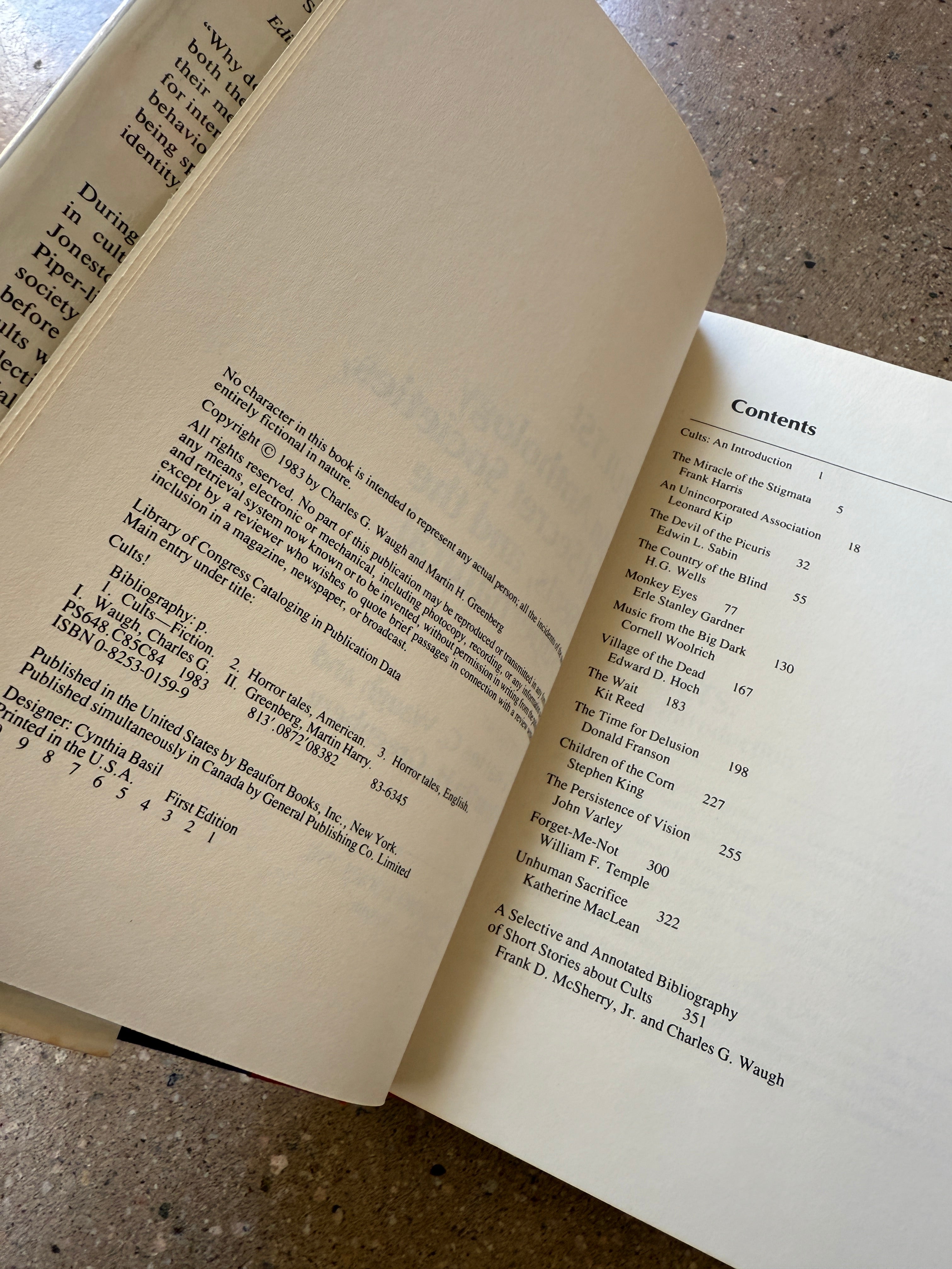 Cults! An Anthology of Secret Societies, Sects, and the Supernatural by Waugh and Greenberg