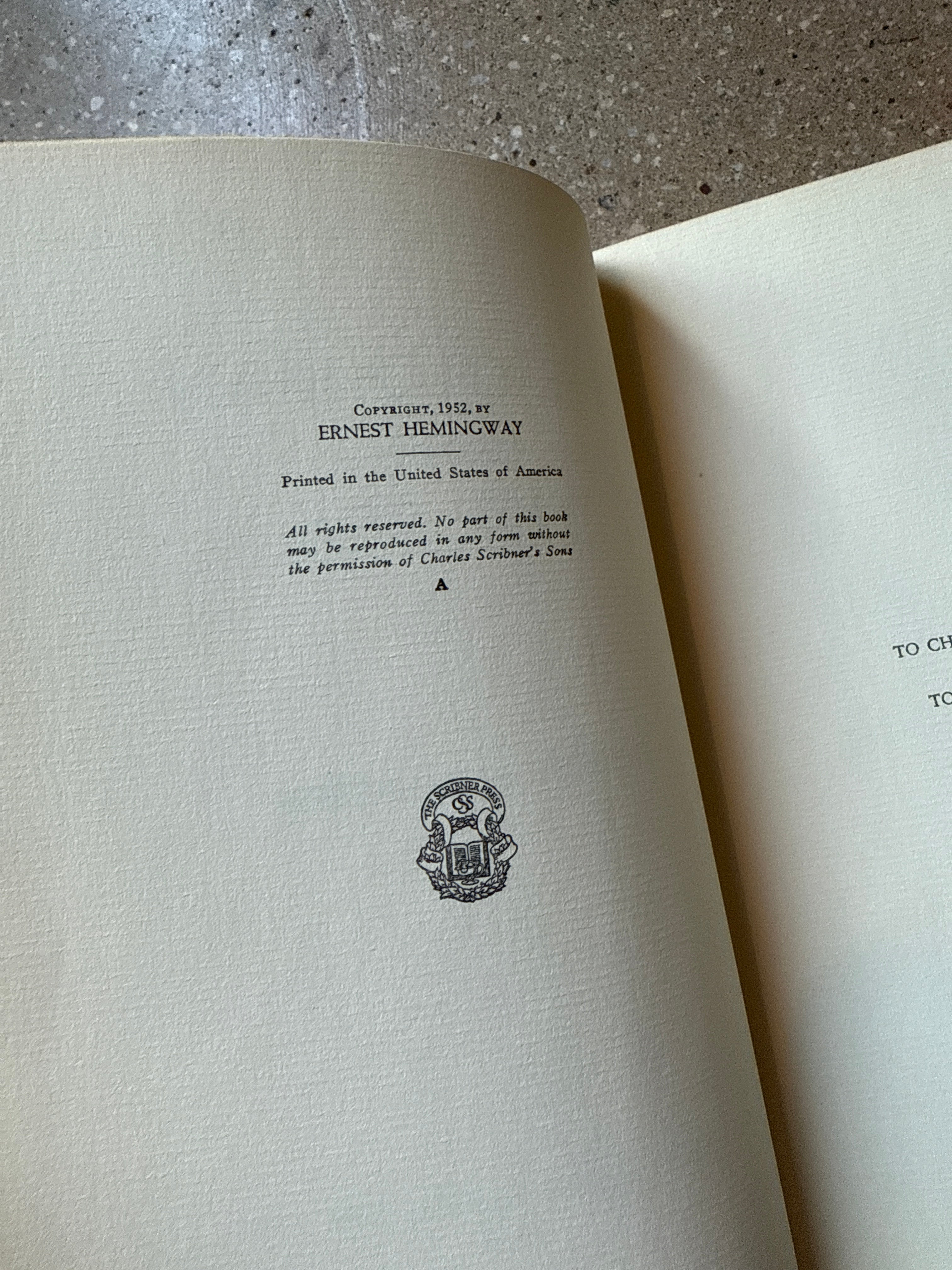The Old Man and the Sea by Ernest Hemingway (1st Edition, 1st Printing Charles Scribner&#39;s Sons Hardcover)