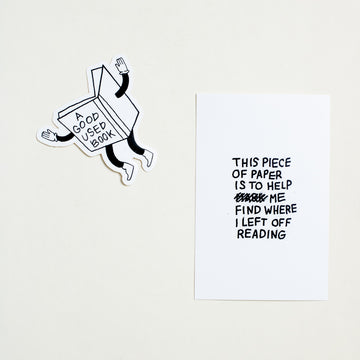 Combo #1: A Good Used Bookmark & Vinyl Sticker by Noah Harmon