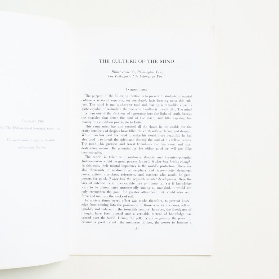 The Culture of the Mind by Manly P.  Hall