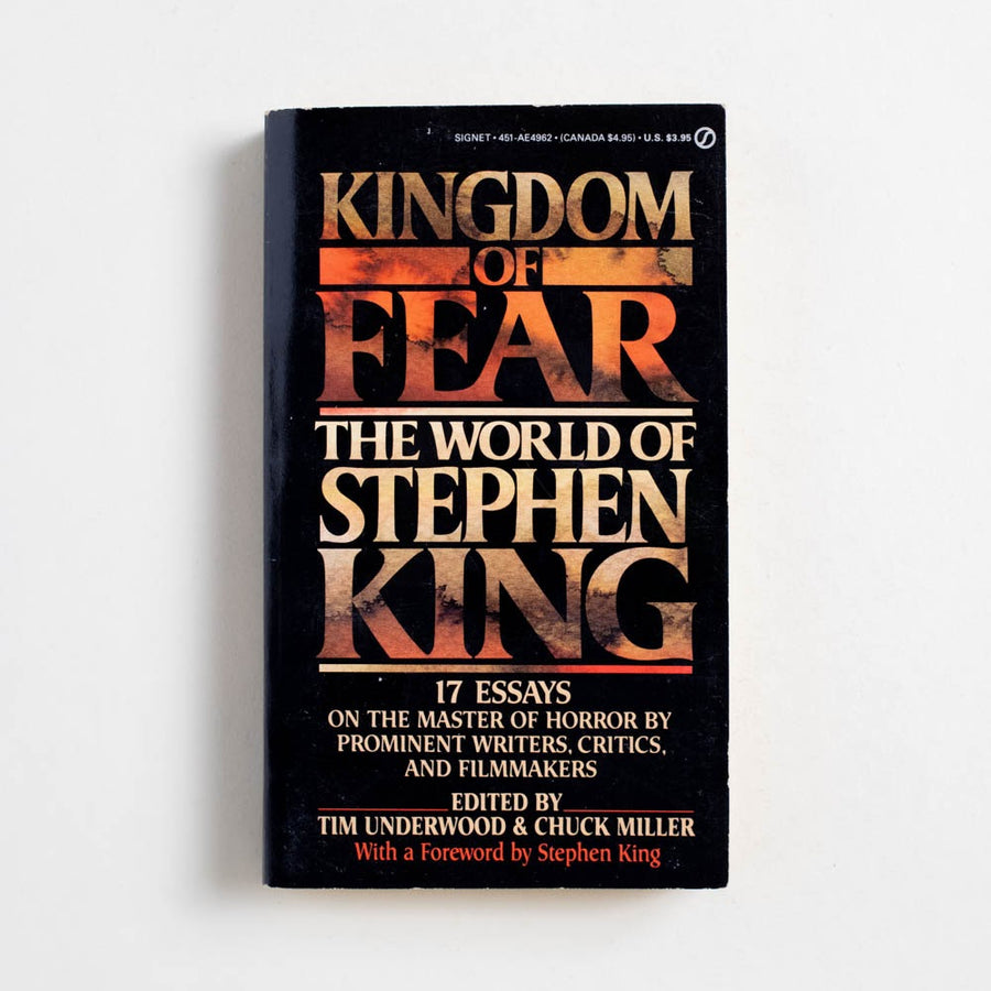Kingdom of Fear: The World of Stephen King (1st Signet  Printing) edited by Tim Underwood, Signet Books, Paperback.  A Good Used Book is an Independent online bookstore selling New, Used and Vintage books based in Los Angeles, California. AAPI-Owned (Korean-American) Small Business. Free Shipping on orders $25+. Local Pickup available in Koreatown.  1987 1st Signet  Printing Genre 