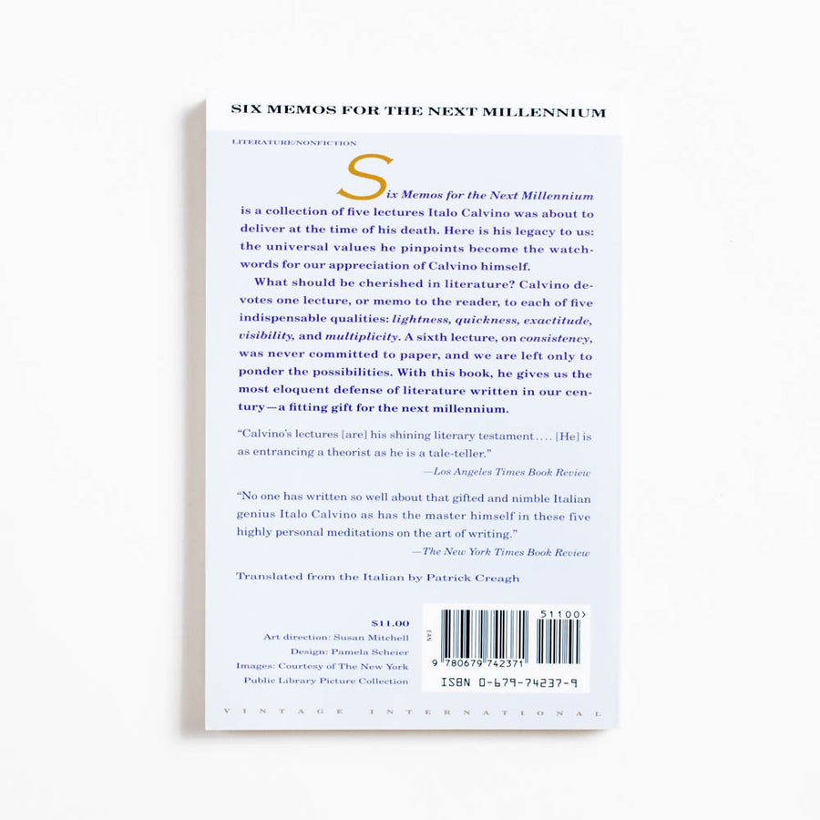 Six Memos For the Next Millennium (Trade) by Italo Calvino