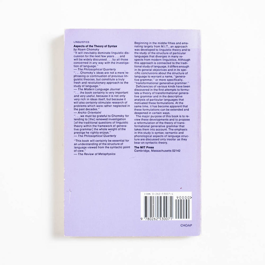Aspects of the Theory of Syntax (Trade) by Noam Chomsky