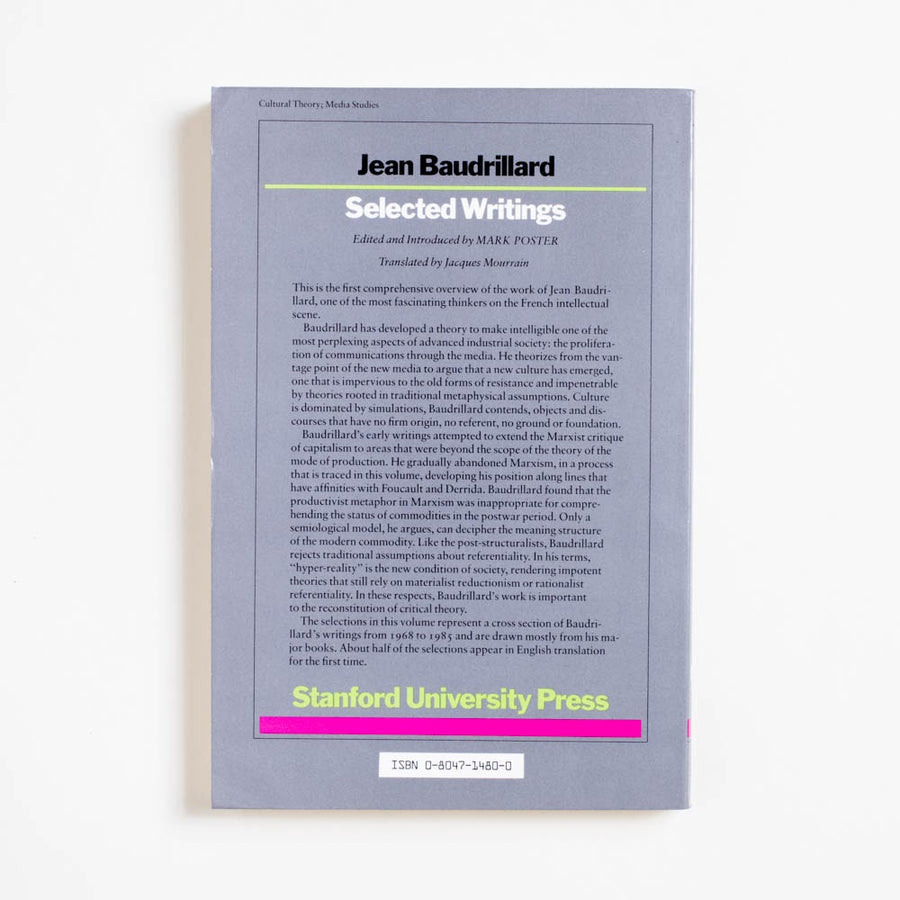 Selected Writings (Trade) of Jean Baudrillard