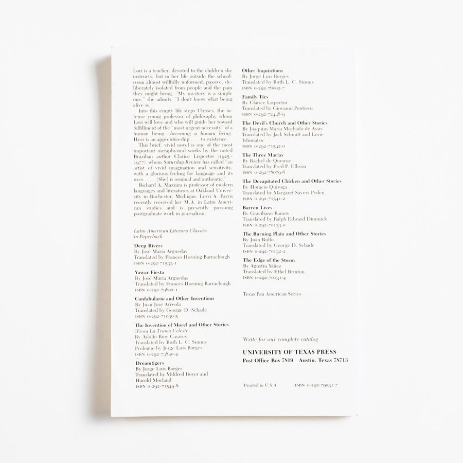 An Apprenticeship or The Book of Delights (Trade) by Clarice Lispector