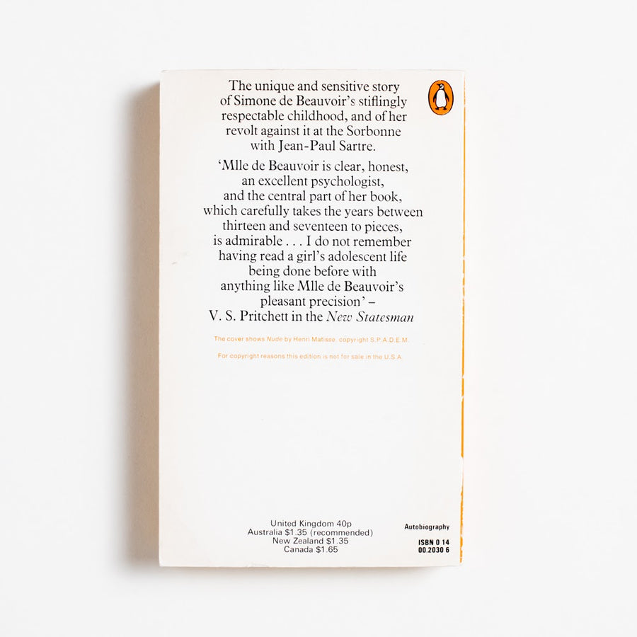 Memoirs of a Dutiful Daughter (Penguin) by Simone de Beauvoir