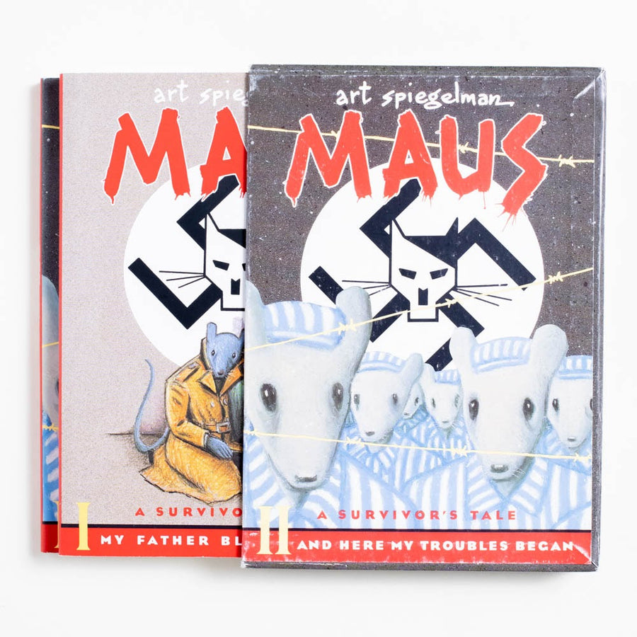 Maus I & II (Trade Set w. Slipcase) by Art Spiegelman, Pantheon Books, Trade Set w. Slipcase.  A Good Used Book is an Independent online bookstore selling New, Used and Vintage books based in Los Angeles, California. AAPI-Owned (Korean-American) Small Business. Free Shipping on orders $25+. Local Pickup available in Koreatown.  2000 Trade Set w. Slipcase Genre Historical Fiction