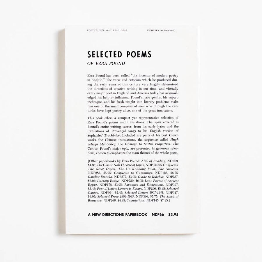 Selected Poems  (Trade) of Ezra Pound
