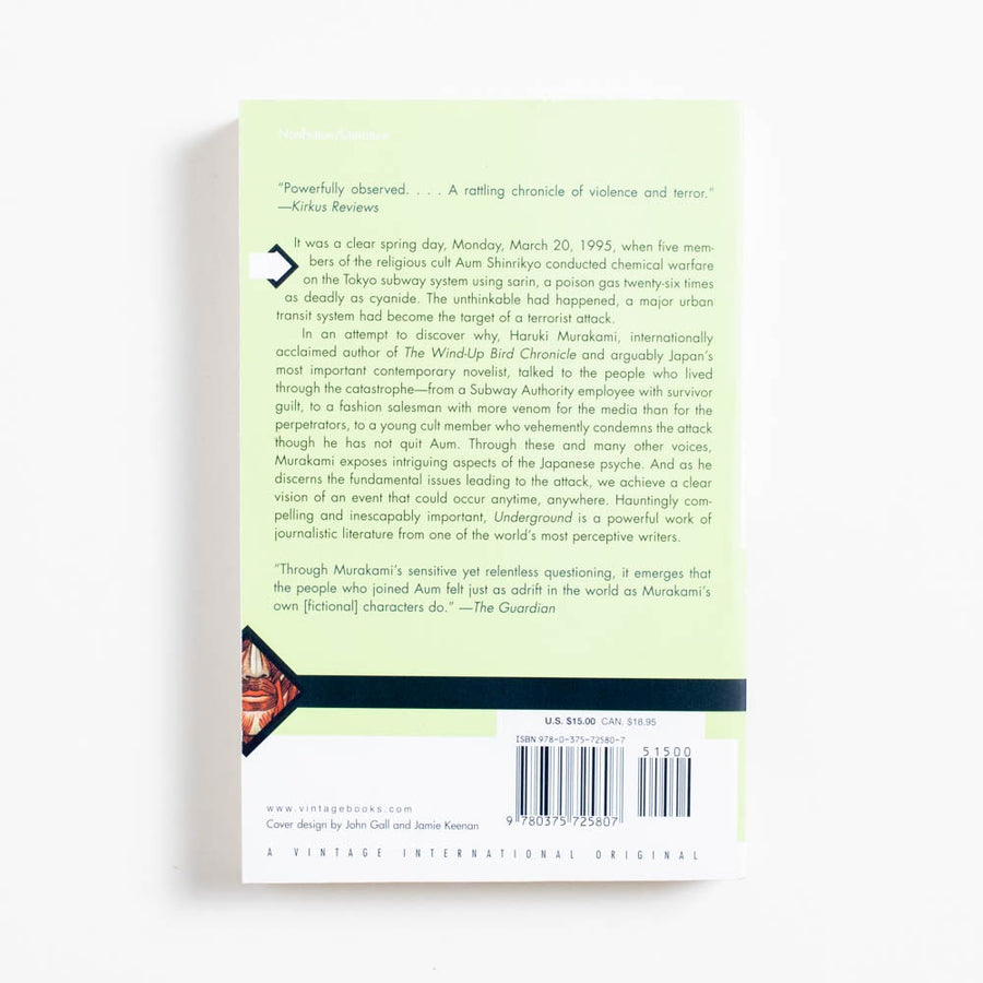 Underground (Trade) by Haruki Murakami