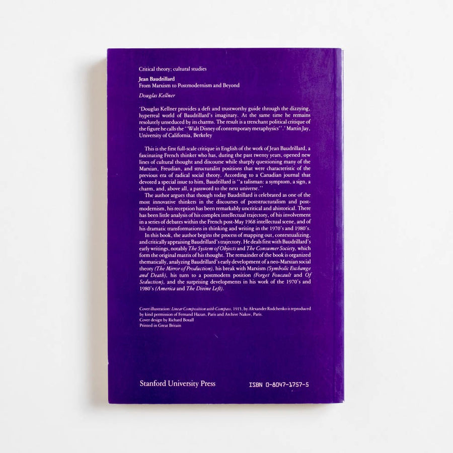 Jean Baudrillard: From Marxism to Postmodernism and Beyond (Trade) by Douglas Kellner